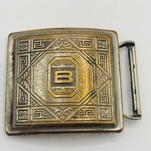 Vintage Giant Grip Silverfront Belt Buckle – Monogram “B” – Silver-Plated